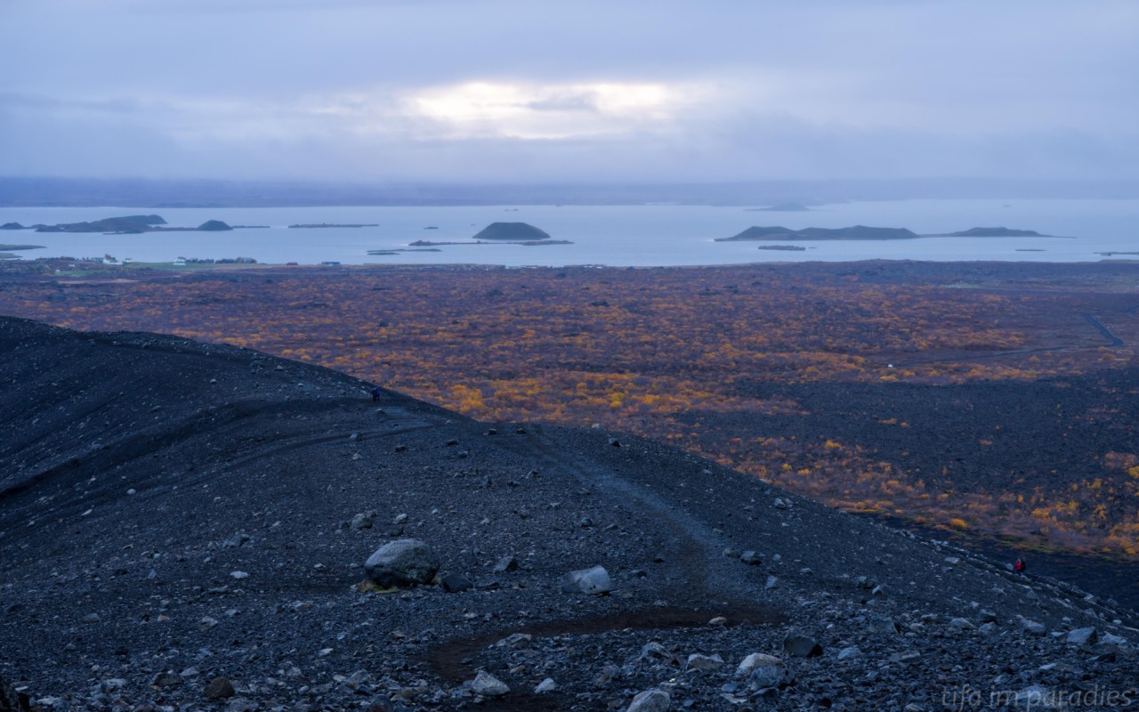 Aussicht vom Hverfjall auf den Mývatn-See